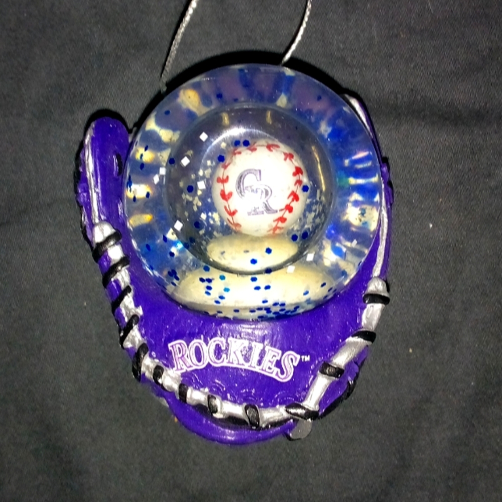 Colorado Rockies Baseball Glove Glass Globe Ornament